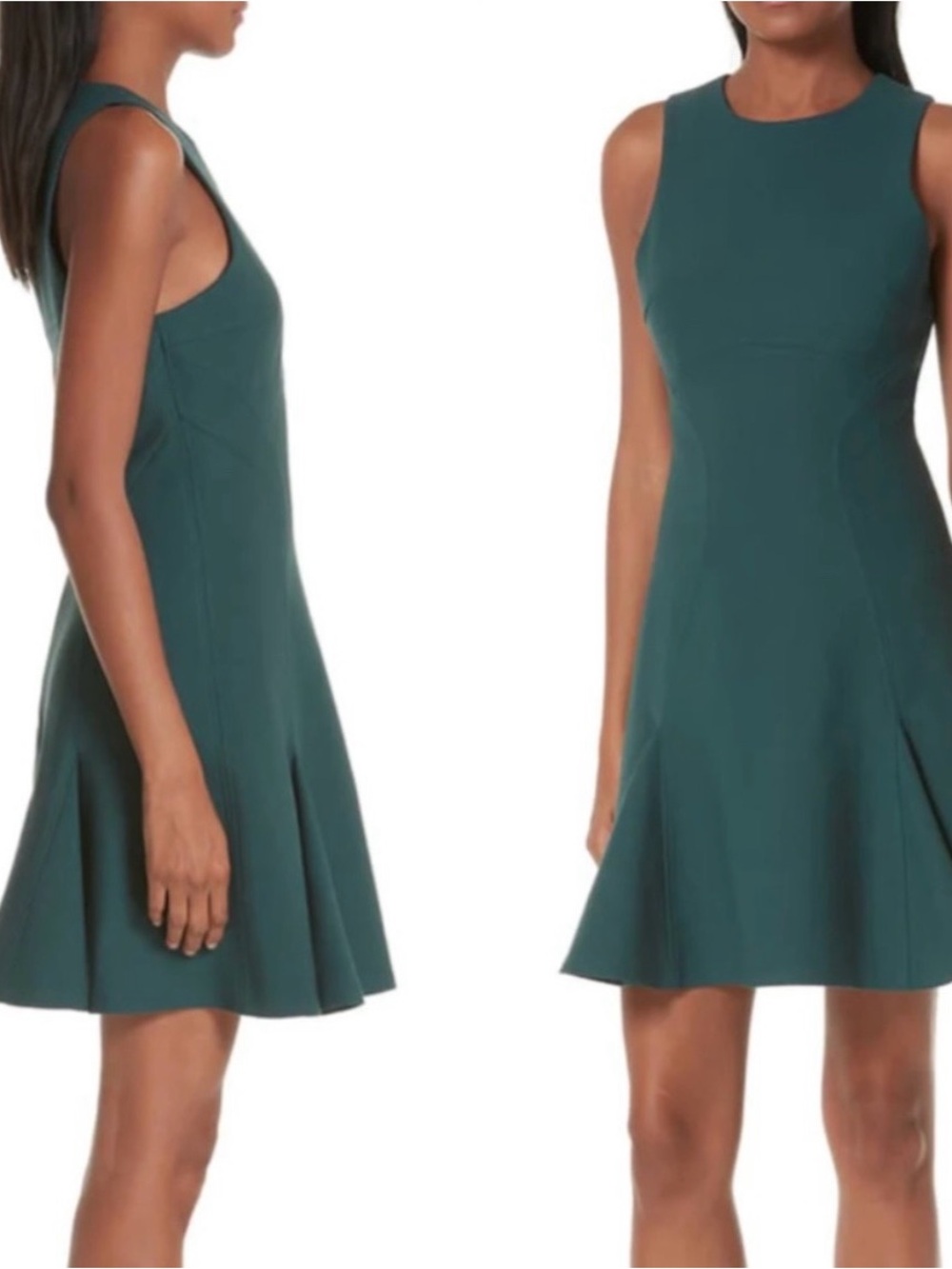cinq a sept Dark Green Sleeveless Fit & Flare Dress